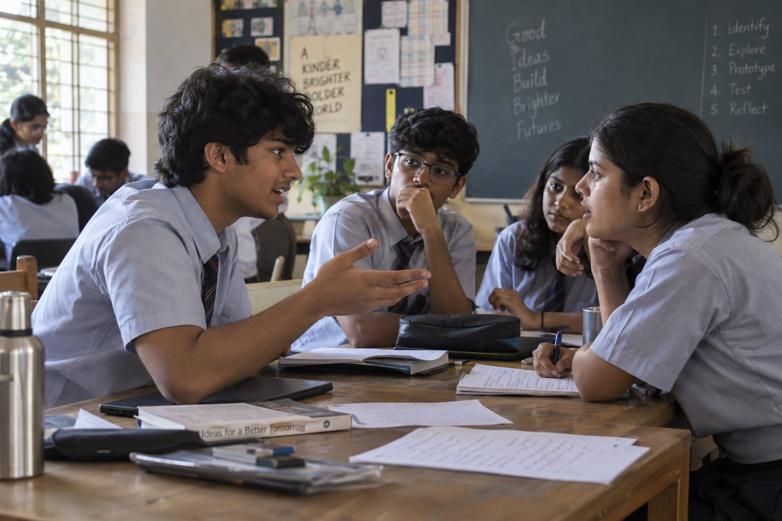 Two students disagreeing across a table